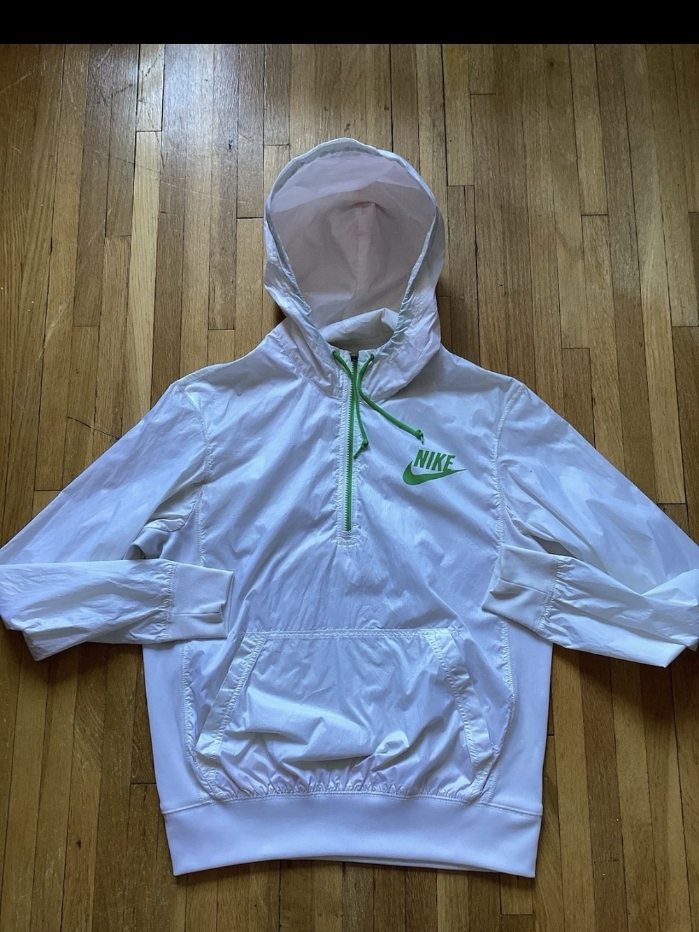 SPORTY Nike Men's Medium Solid White/Green Anorak Windbreaker Jacket,Polyester